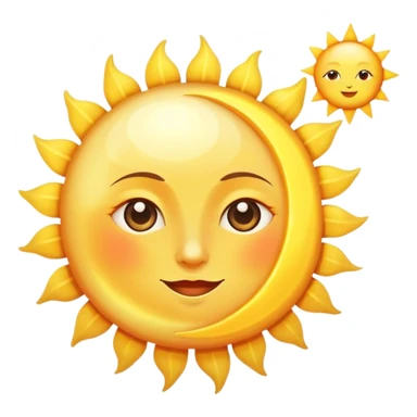 a really bright sun and a moon who shines because of it. the sun is bigger and the moon bright too sticker