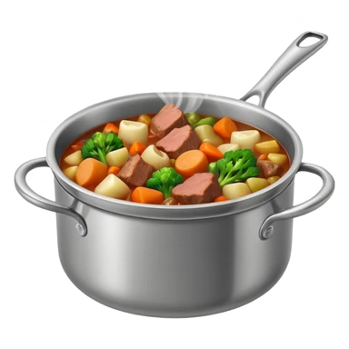 a saucepan with boiling stew sticker