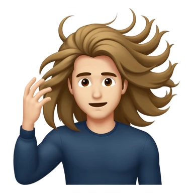 Man with long hair doing dramatic hair flip sticker