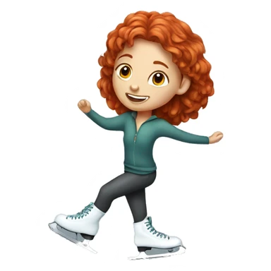 Red-haired girl with freckles ice skating  sticker