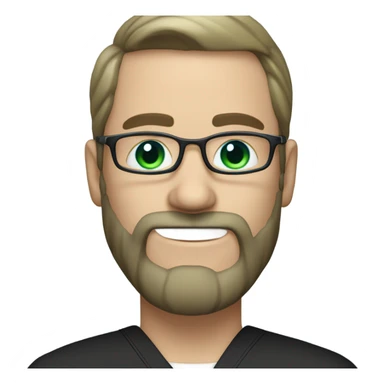 male dark blond with grey beard doctor with blue-green eyes and wire glasses in black scrubs holding a paintbrush sticker