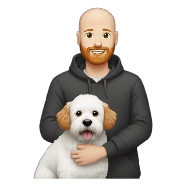 Bald man with ginger beard and Bichon frise sticker
