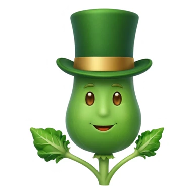 green vegetable with a top hat sticker