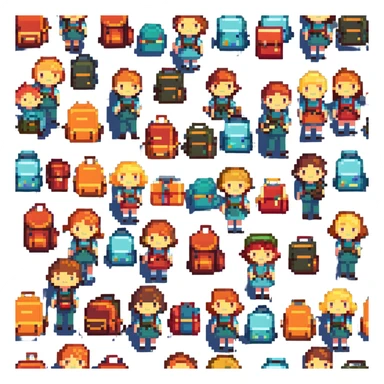 group of kids with backpacks sticker
