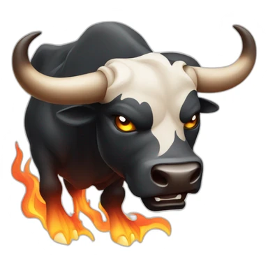 angry bull whit flames sticker