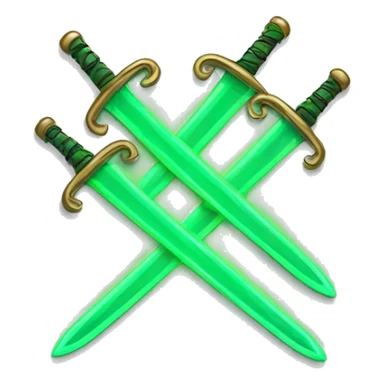 Twin green neon swords attached by chain sticker