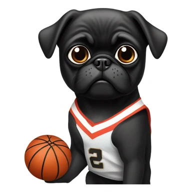 Black pug in a San Francisco basketball uniform sticker