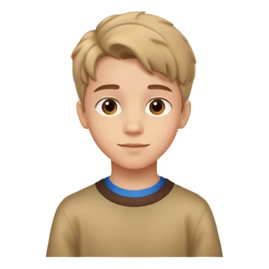 14-year-old boy with light skin, brown curtain hairstyle parted in the middle, warm friendly expression sticker