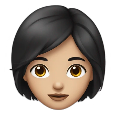 a black haired girl with medium length hair and brown eyes sticker