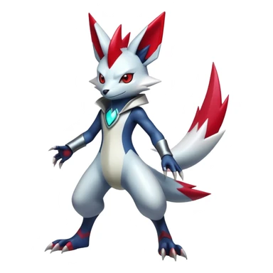  Cool Edgy Shiny Futuristic Ethereal Handsome Zangoose-Sneasel-Digimon-hybrid full body sticker