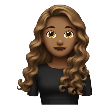 brown wave long hair with black dress sticker