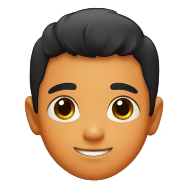 little boy with black hair and orange shirt  sticker