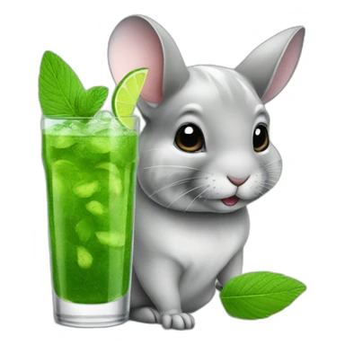 chinchilla with mojito glass sticker