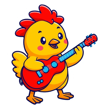 cartoon sticker style chicken nugget guitar sticker