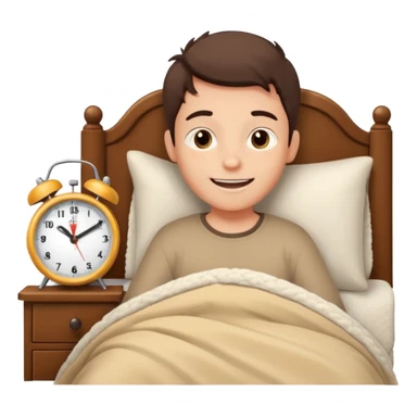 create emoji of a boy who is lying in the bed in the morning and its time to wake up  because the alarm went off he should smile  sticker
