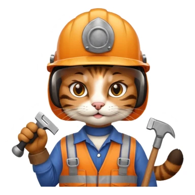 cat, handyman Outfit, wearing a Helmet sticker