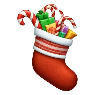 Christmas stocking filled with candy canes sticker