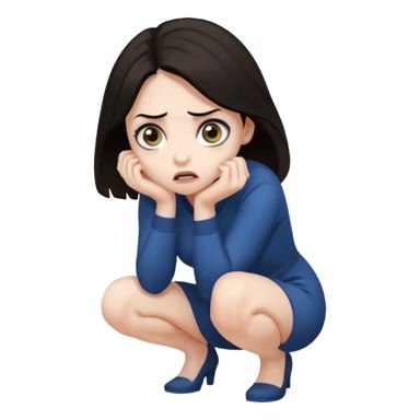 frightened woman crouching sticker