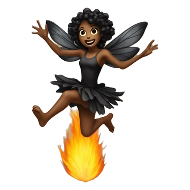 generate black fairy jumping over the fire sticker