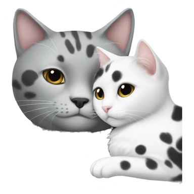 gray cat and white cat with black spots cuddleing sticker