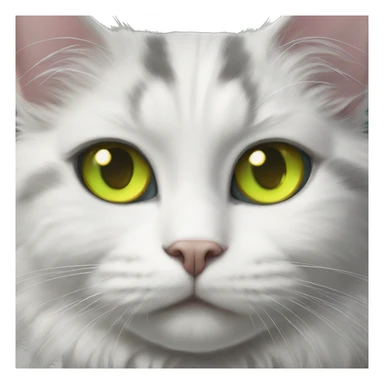 fluffy gray and white tuxedo cat with yellow green eyes sticker