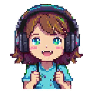excited gamer girl in headphones sticker