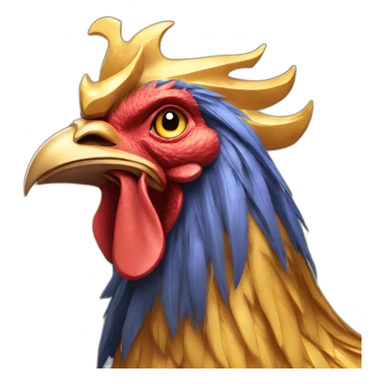 proud and howling golden rooster with a crown on its head sticker