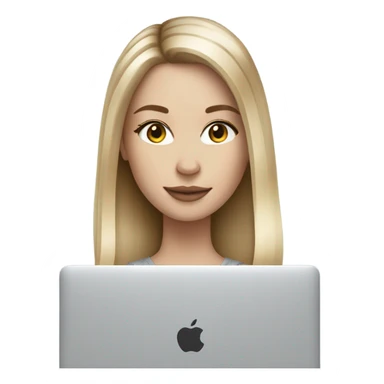 blonde balayage straight Hair white girl with macbook sticker