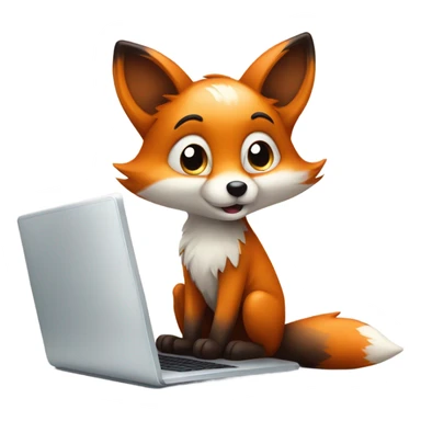 kawaii fox on laptop sticker