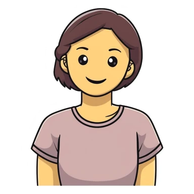 young adult woman with smile sticker