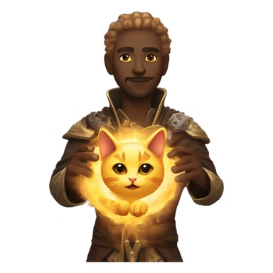 A sun warlock who is holding a kitten sticker