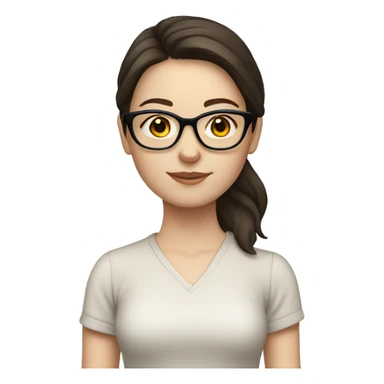 Brunette girl with light frame glasses and pale skin sticker