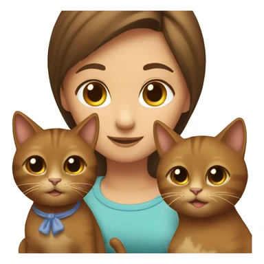 brown cat with brown haired girl sticker