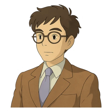 ghibli style man, with glasses sticker