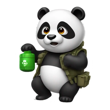 Panda with a fake grenade sticker