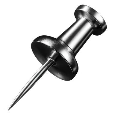 Make the entire pushpin chrome metallic with no red color and no background. sticker