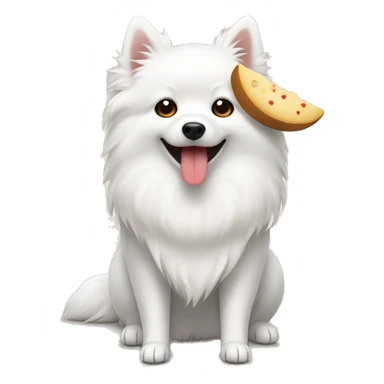 Japanese spitz eat the food sticker