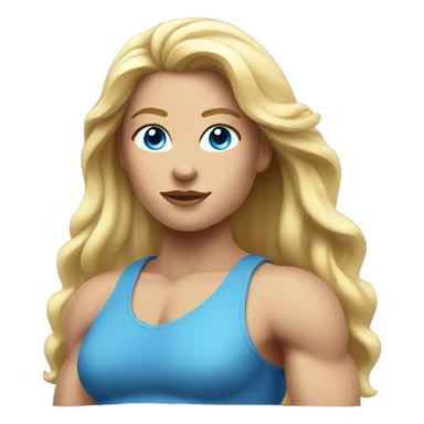 muscular woman, half body, Blue eyes, Long blond hair sticker