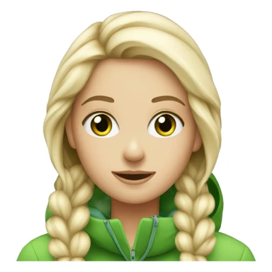 Blonde white girl with green eyes skiing  sticker