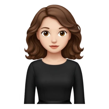 دختری با موهای بلند و لباس بلند دامنی و آستین بلند مشکی شیک و زیبا و موهای قهوه ای موج دار sticker