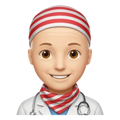 bald doctor with stripe bandanna sticker