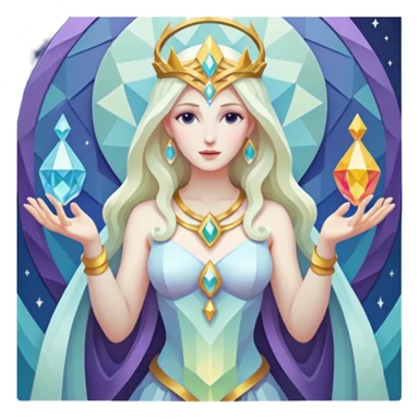 fantasy magic tarot card low poly goddess sticker