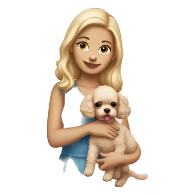 blong girl holding cream colored poodle puppy sticker