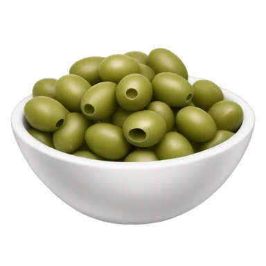 a white bowl filled with green olives sticker