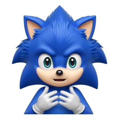 Sonic the Hedgehog with a surprised expression, vibrant cartoon style sticker