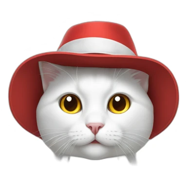 sitting white cat in vr headset in red hat sticker
