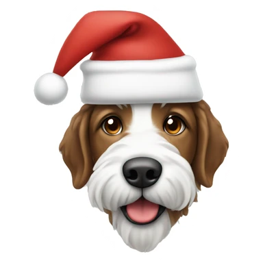 Brown and white Doodle wearing Santa hat sticker