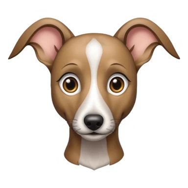 Create a brindle whippet emoji with long Dobby looking ears  sticker
