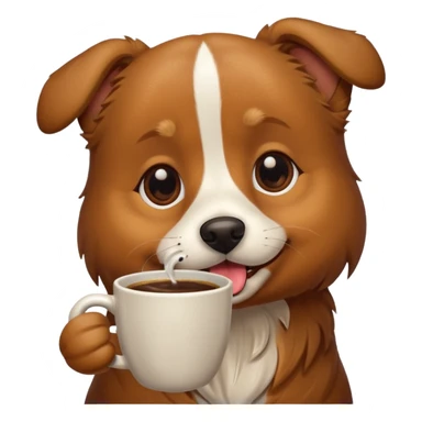 Dog drinking coffee sticker