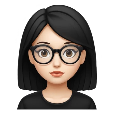 girl with big glasses,black wear sticker